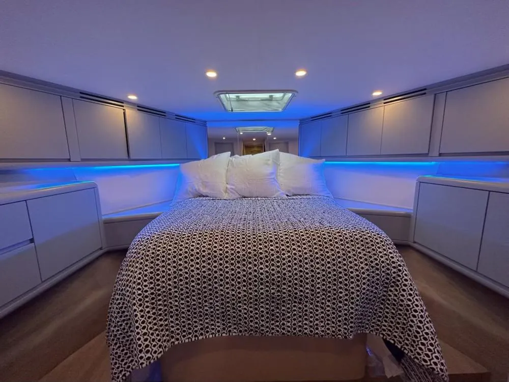 Private stateroom cabin aboard Lion Heart luxury fishing charter yacht Cabo San Lucas
